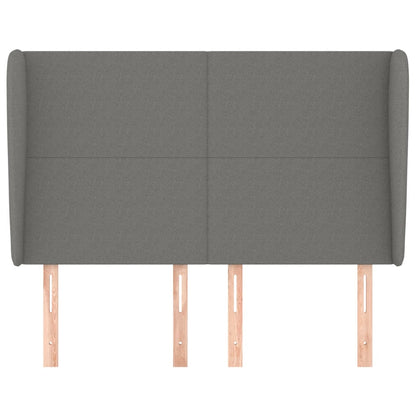 vidaXL Kopfteil mit Ohren Dunkelgrau 147x23x118/128 cm Stoff