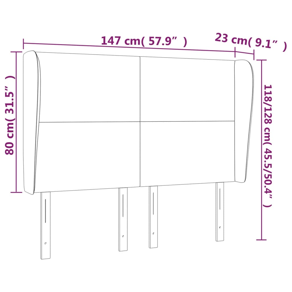 vidaXL Kopfteil mit Ohren Dunkelgrau 147x23x118/128 cm Stoff