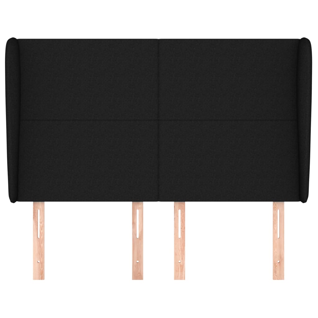 vidaXL Kopfteil mit Ohren Schwarz 147x23x118/128 cm Stoff