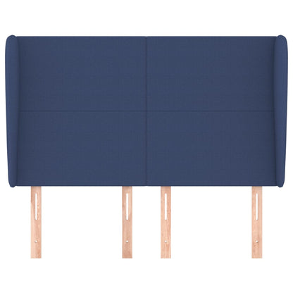 vidaXL Kopfteil mit Ohren Blau 147x23x118/128 cm Stoff