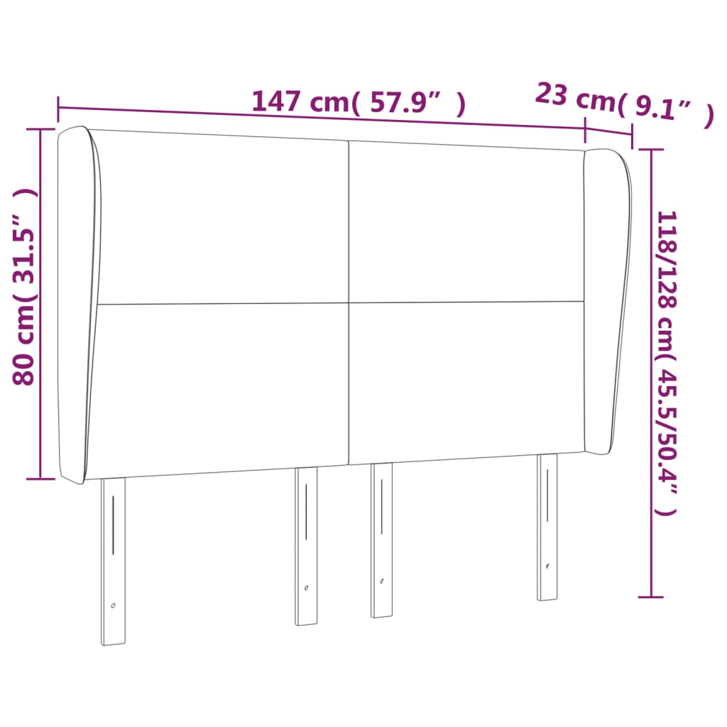 vidaXL Kopfteil mit Ohren Blau 147x23x118/128 cm Stoff