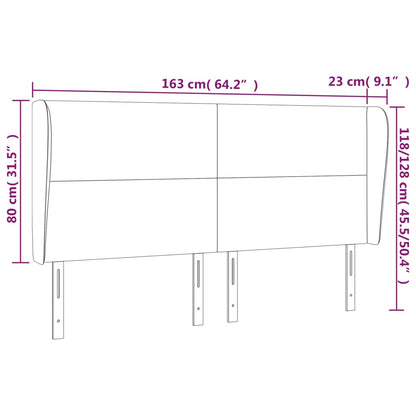 vidaXL Kopfteil mit Ohren Hellgrau 163x23x118/128 cm Stoff