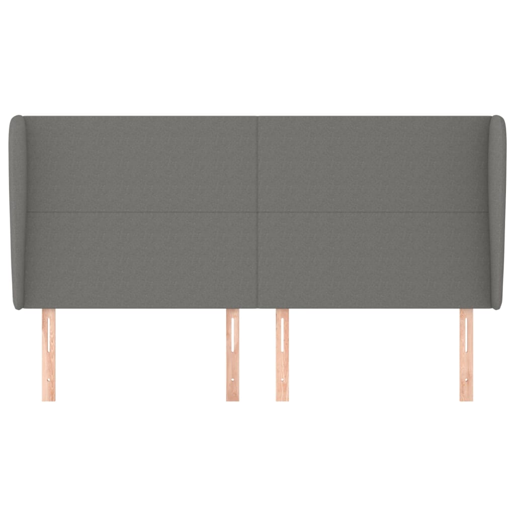 vidaXL Kopfteil mit Ohren Dunkelgrau 163x23x118/128 cm Stoff