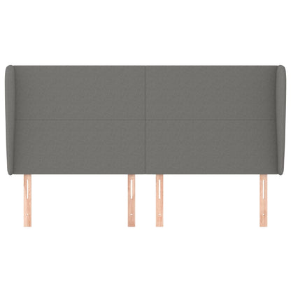 vidaXL Kopfteil mit Ohren Dunkelgrau 163x23x118/128 cm Stoff