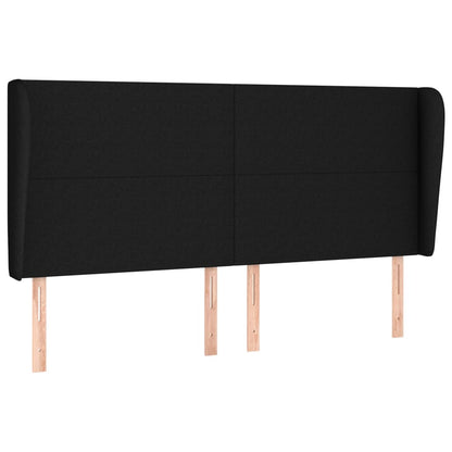 vidaXL Kopfteil mit Ohren Schwarz 163x23x118/128 cm Stoff