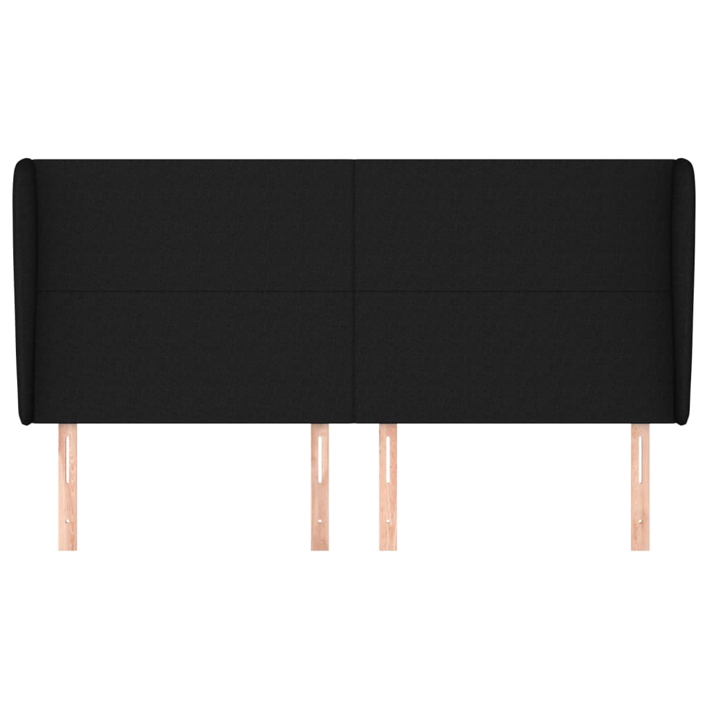 vidaXL Kopfteil mit Ohren Schwarz 163x23x118/128 cm Stoff