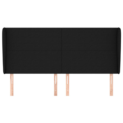 vidaXL Kopfteil mit Ohren Schwarz 163x23x118/128 cm Stoff