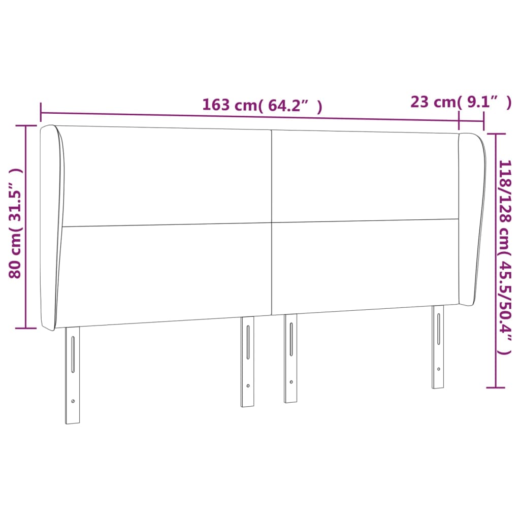 vidaXL Kopfteil mit Ohren Dunkelbraun 163x23x118/128 cm Stoff