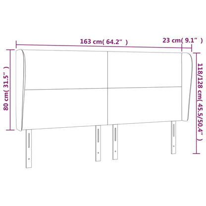 vidaXL Kopfteil mit Ohren Dunkelbraun 163x23x118/128 cm Stoff