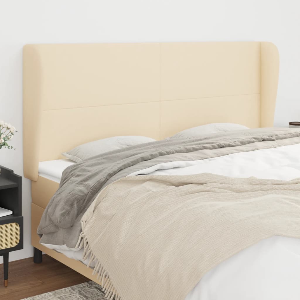vidaXL Kopfteil mit Ohren Creme 163x23x118/128 cm Stoff