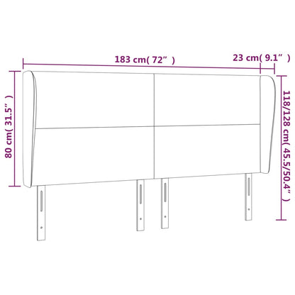 vidaXL Kopfteil mit Ohren Dunkelbraun 183x23x118/128 cm Stoff