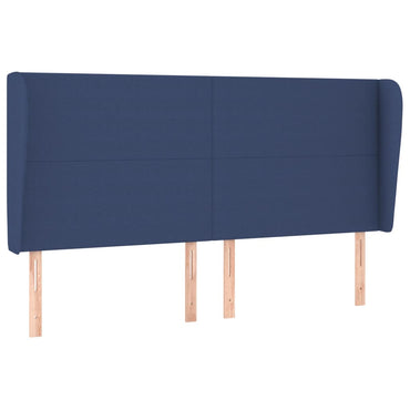 vidaXL Kopfteil mit Ohren Blau 183x23x118/128 cm Stoff
