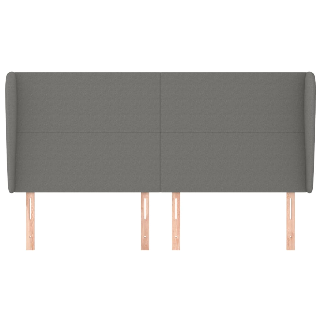 vidaXL Kopfteil mit Ohren Dunkelgrau 203x23x118/128 cm Stoff