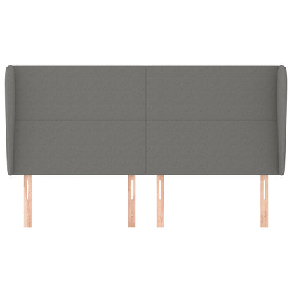 vidaXL Kopfteil mit Ohren Dunkelgrau 203x23x118/128 cm Stoff