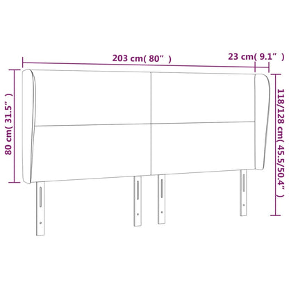 vidaXL Kopfteil mit Ohren Dunkelgrau 203x23x118/128 cm Stoff