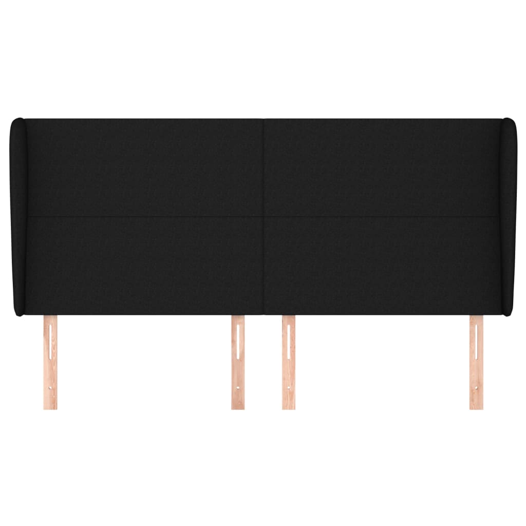 vidaXL Kopfteil mit Ohren Schwarz 203x23x118/128 cm Stoff