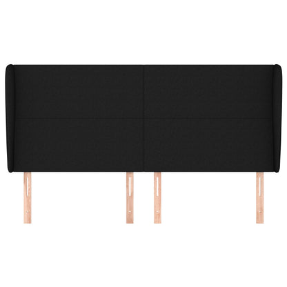 vidaXL Kopfteil mit Ohren Schwarz 203x23x118/128 cm Stoff