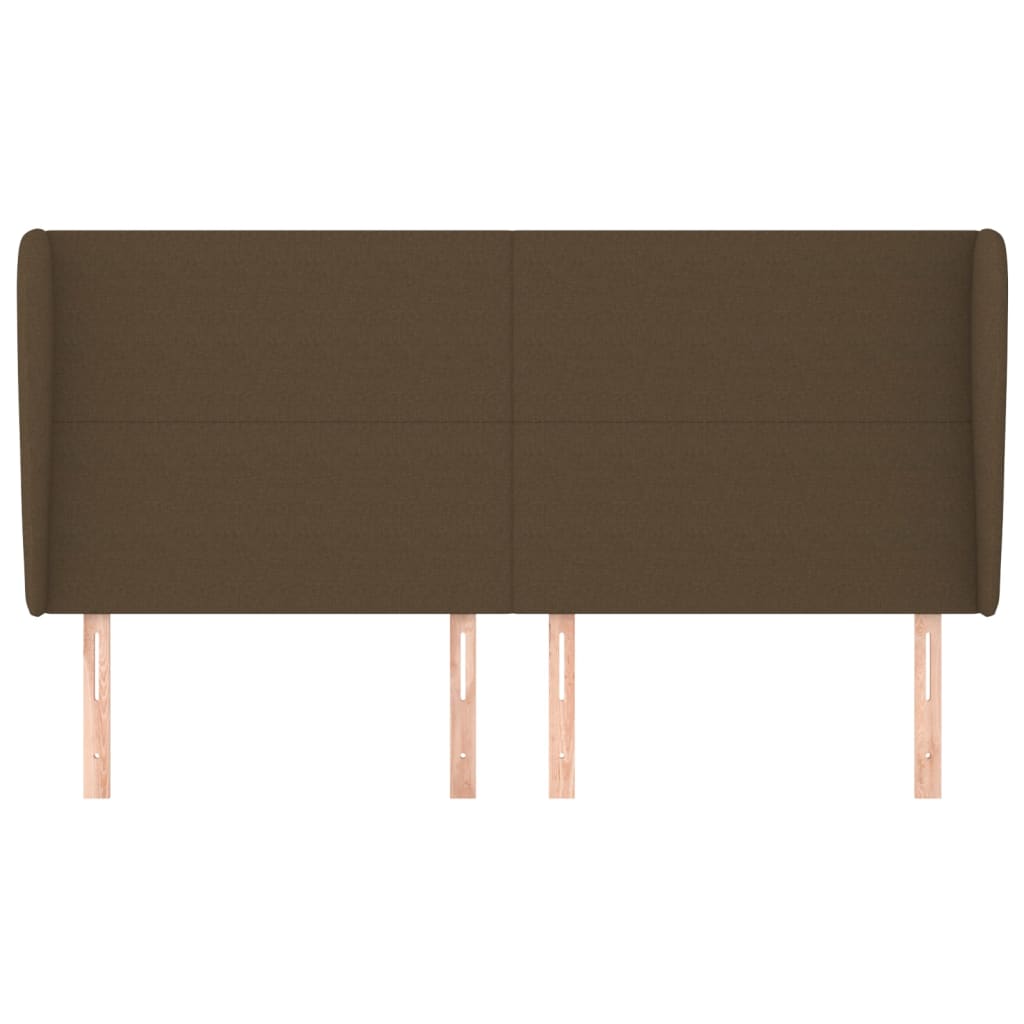 vidaXL Kopfteil mit Ohren Dunkelbraun 203x23x118/128 cm Stoff