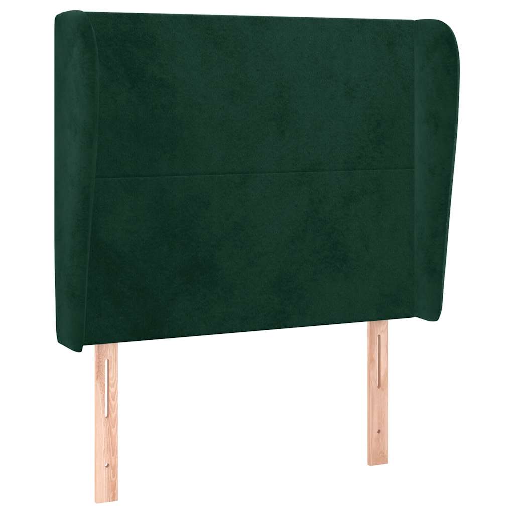 vidaXL Kopfteil mit Ohren Dunkelgrün 93x23x118/128 cm Samt