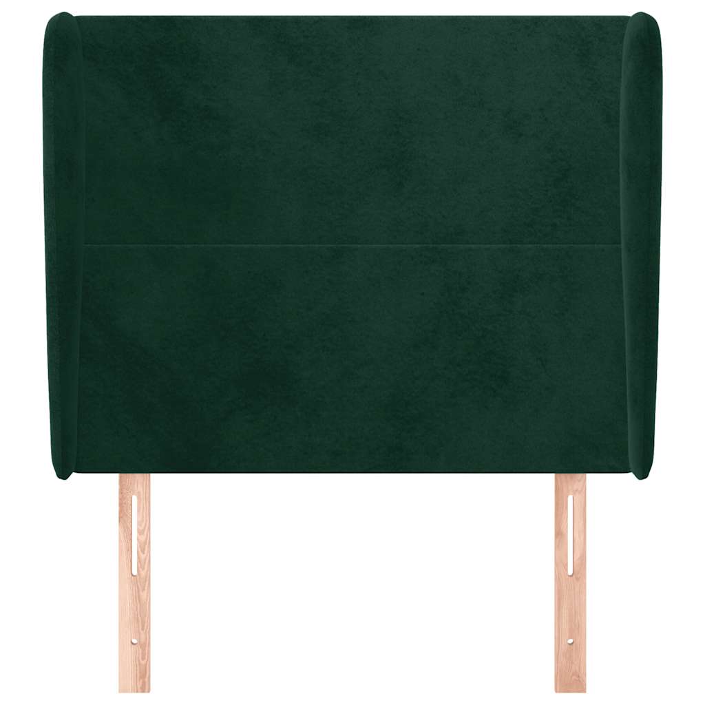 vidaXL Kopfteil mit Ohren Dunkelgrün 93x23x118/128 cm Samt