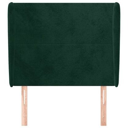 vidaXL Kopfteil mit Ohren Dunkelgrün 93x23x118/128 cm Samt