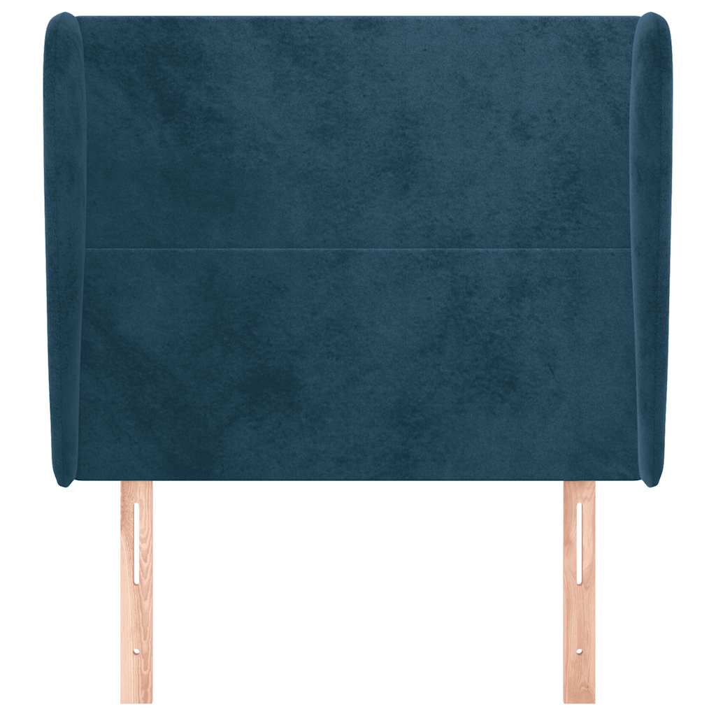 vidaXL Kopfteil mit Ohren Dunkelblau 93x23x118/128 cm Samt