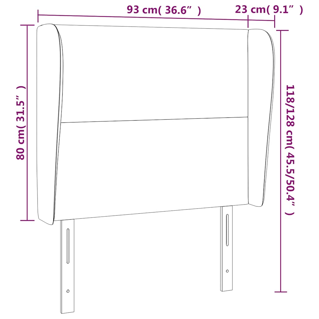 vidaXL Kopfteil mit Ohren Dunkelblau 93x23x118/128 cm Samt
