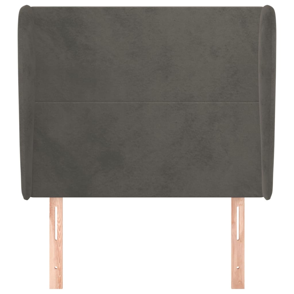 vidaXL Kopfteil mit Ohren Dunkelgrau 103x23x118/128 cm Samt