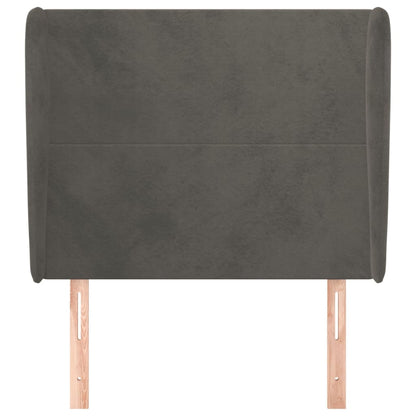 vidaXL Kopfteil mit Ohren Dunkelgrau 103x23x118/128 cm Samt