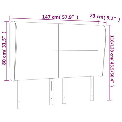 vidaXL Kopfteil mit Ohren Hellgrau 147x23x118/128 cm Samt