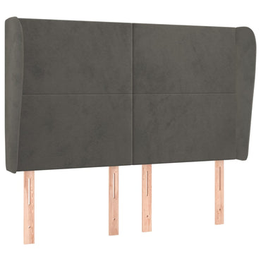vidaXL Kopfteil mit Ohren Dunkelgrau 147x23x118/128 cm Samt