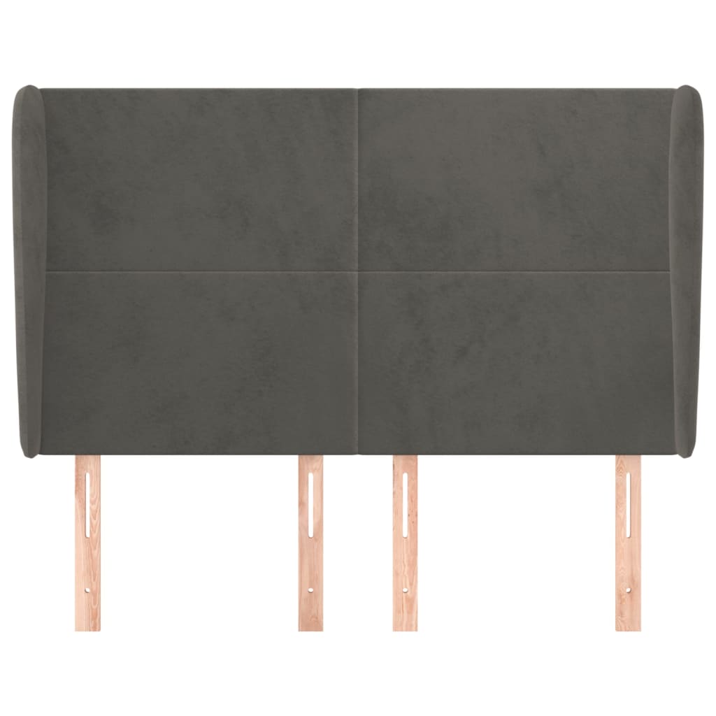vidaXL Kopfteil mit Ohren Dunkelgrau 147x23x118/128 cm Samt