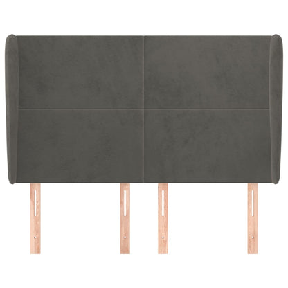 vidaXL Kopfteil mit Ohren Dunkelgrau 147x23x118/128 cm Samt