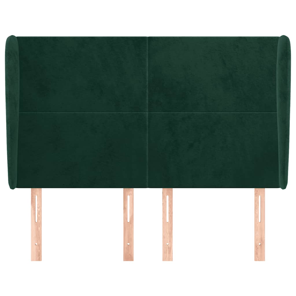 vidaXL Kopfteil mit Ohren Dunkelgrün 147x23x118/128 cm Samt