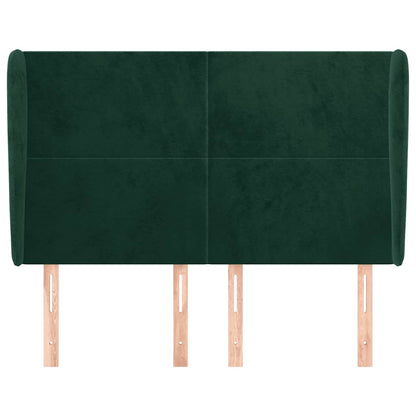 vidaXL Kopfteil mit Ohren Dunkelgrün 147x23x118/128 cm Samt