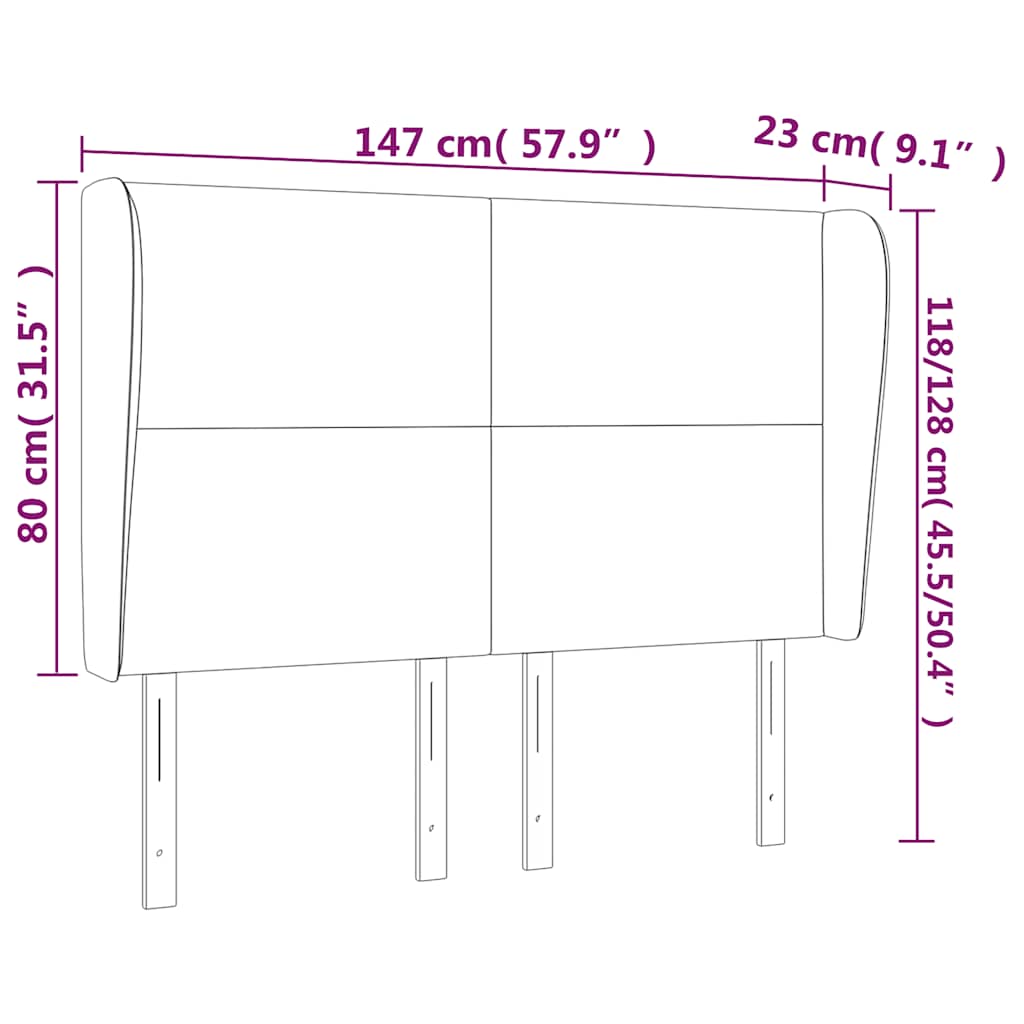 vidaXL Kopfteil mit Ohren Dunkelgrün 147x23x118/128 cm Samt