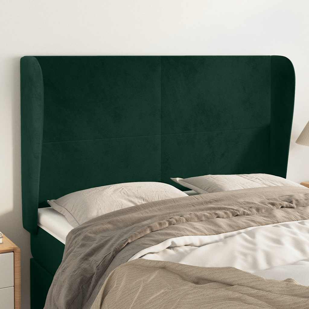 vidaXL Kopfteil mit Ohren Dunkelgrün 147x23x118/128 cm Samt
