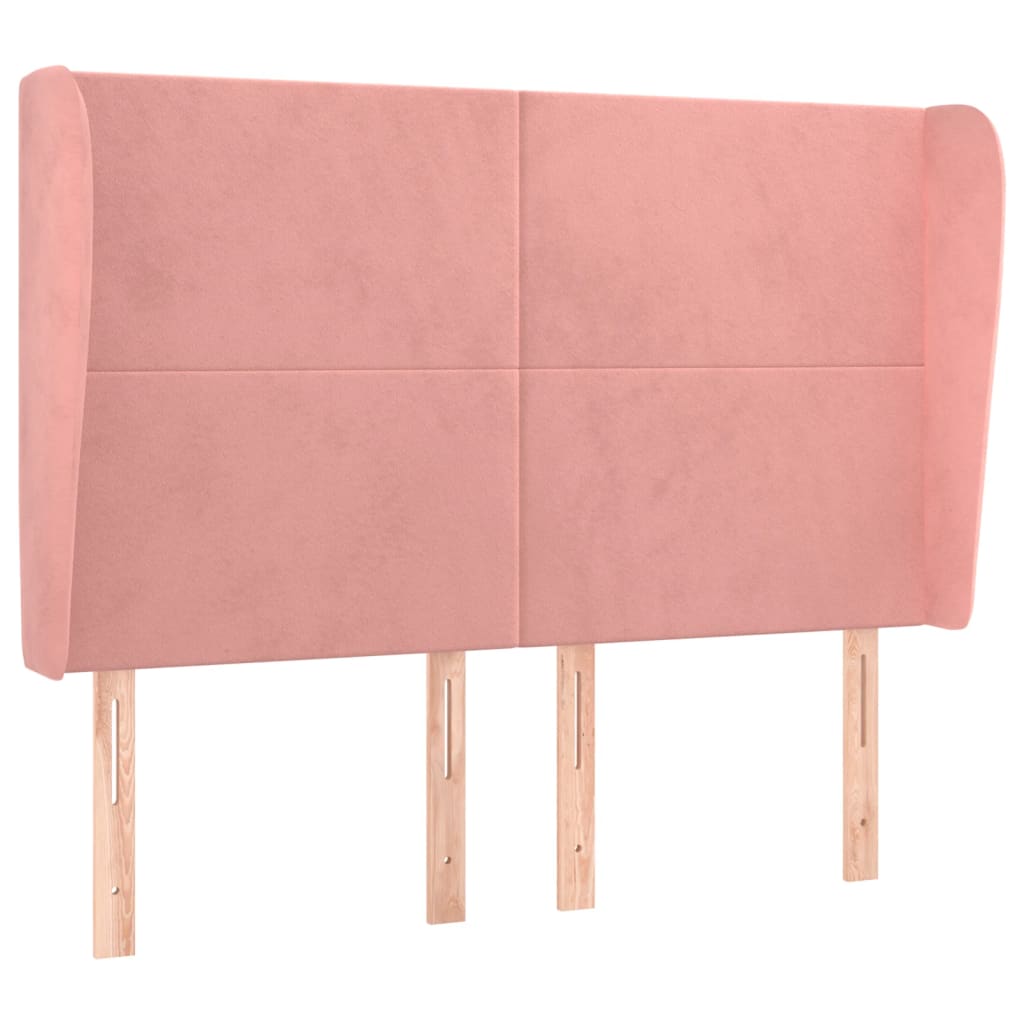 vidaXL Kopfteil mit Ohren Rosa 147x23x118/128 cm Samt