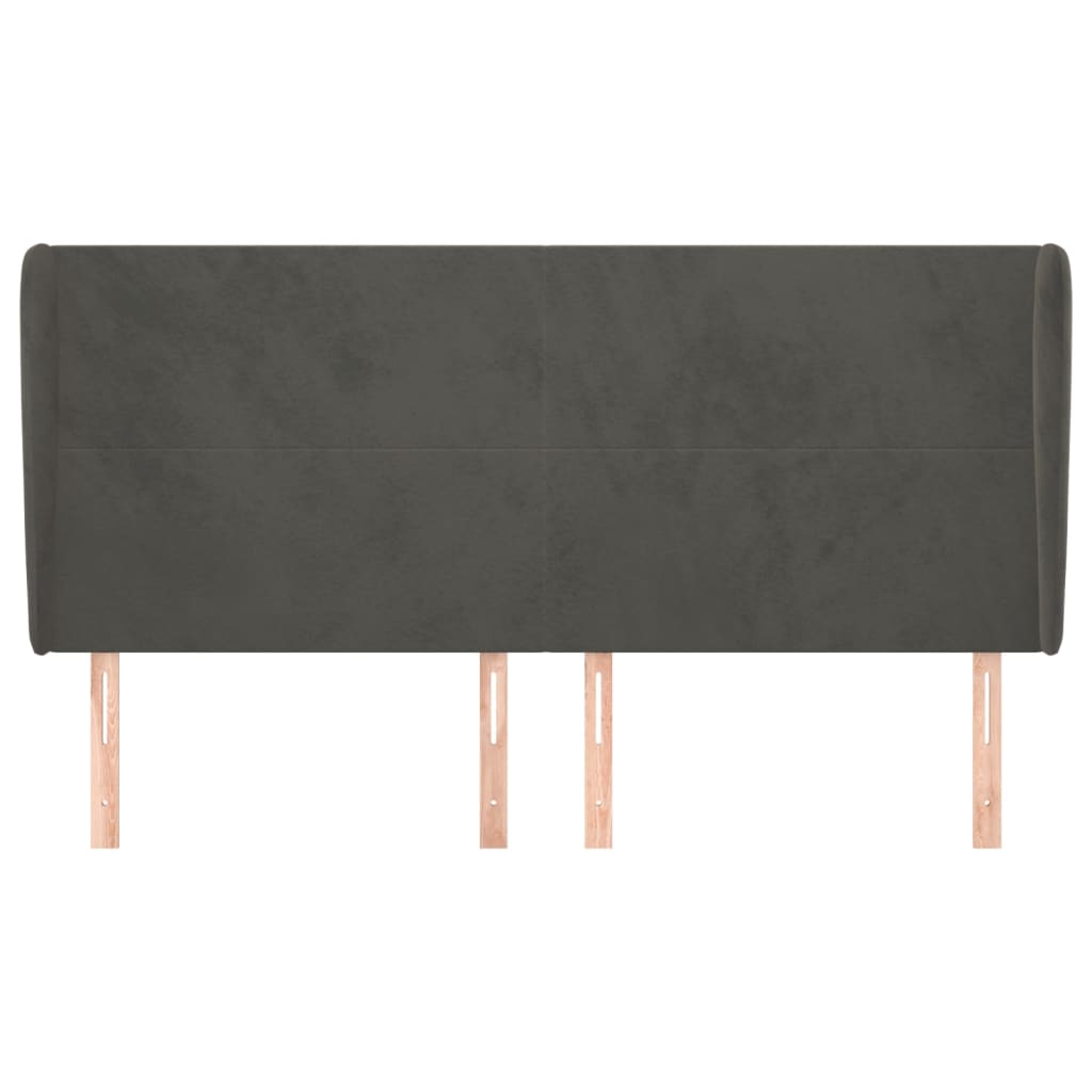 vidaXL Kopfteil mit Ohren Dunkelgrau 163x23x118/128 cm Samt