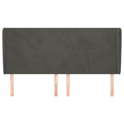vidaXL Kopfteil mit Ohren Dunkelgrau 163x23x118/128 cm Samt