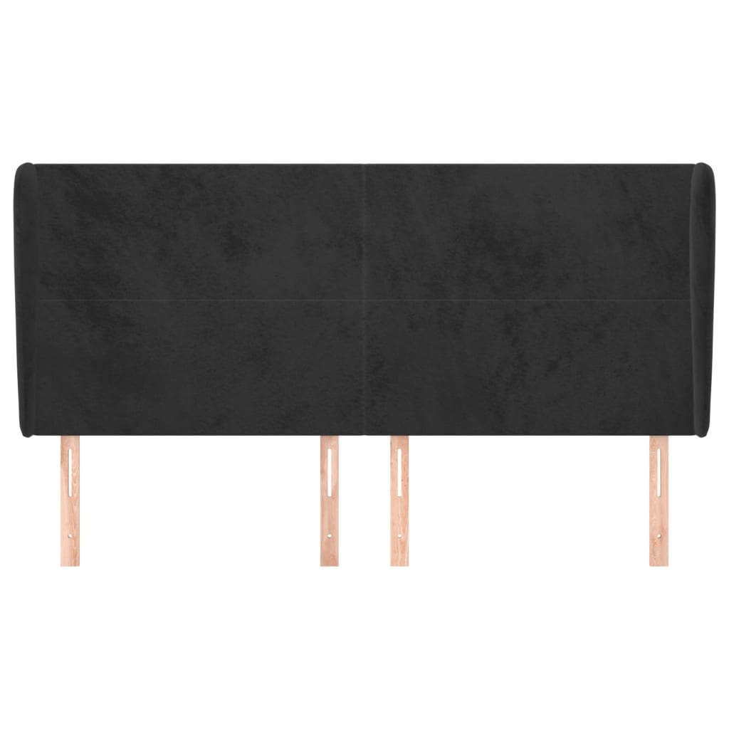 vidaXL Kopfteil mit Ohren Schwarz 163x23x118/128 cm Samt
