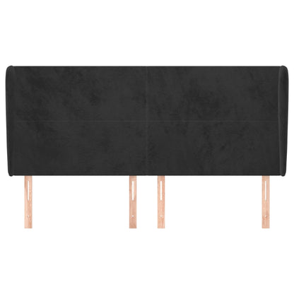 vidaXL Kopfteil mit Ohren Schwarz 163x23x118/128 cm Samt