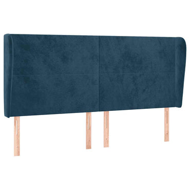 vidaXL Kopfteil mit Ohren Dunkelblau 163x23x118/128 cm Samt