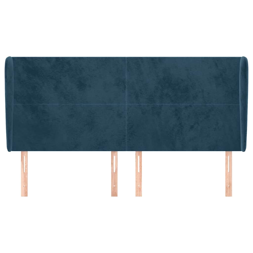 vidaXL Kopfteil mit Ohren Dunkelblau 163x23x118/128 cm Samt