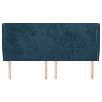vidaXL Kopfteil mit Ohren Dunkelblau 163x23x118/128 cm Samt