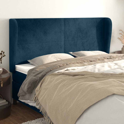 vidaXL Kopfteil mit Ohren Dunkelblau 163x23x118/128 cm Samt