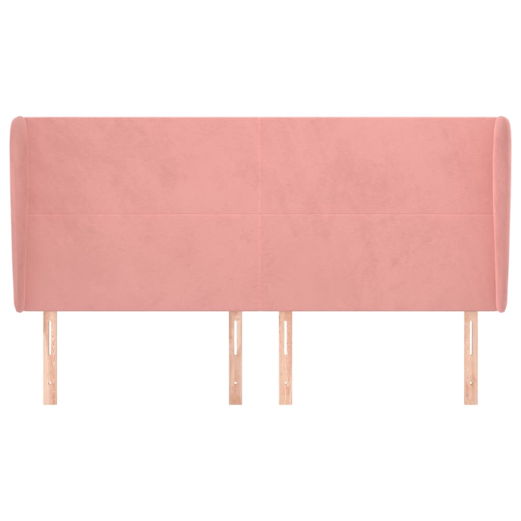 vidaXL Kopfteil mit Ohren Rosa 163x23x118/128 cm Samt