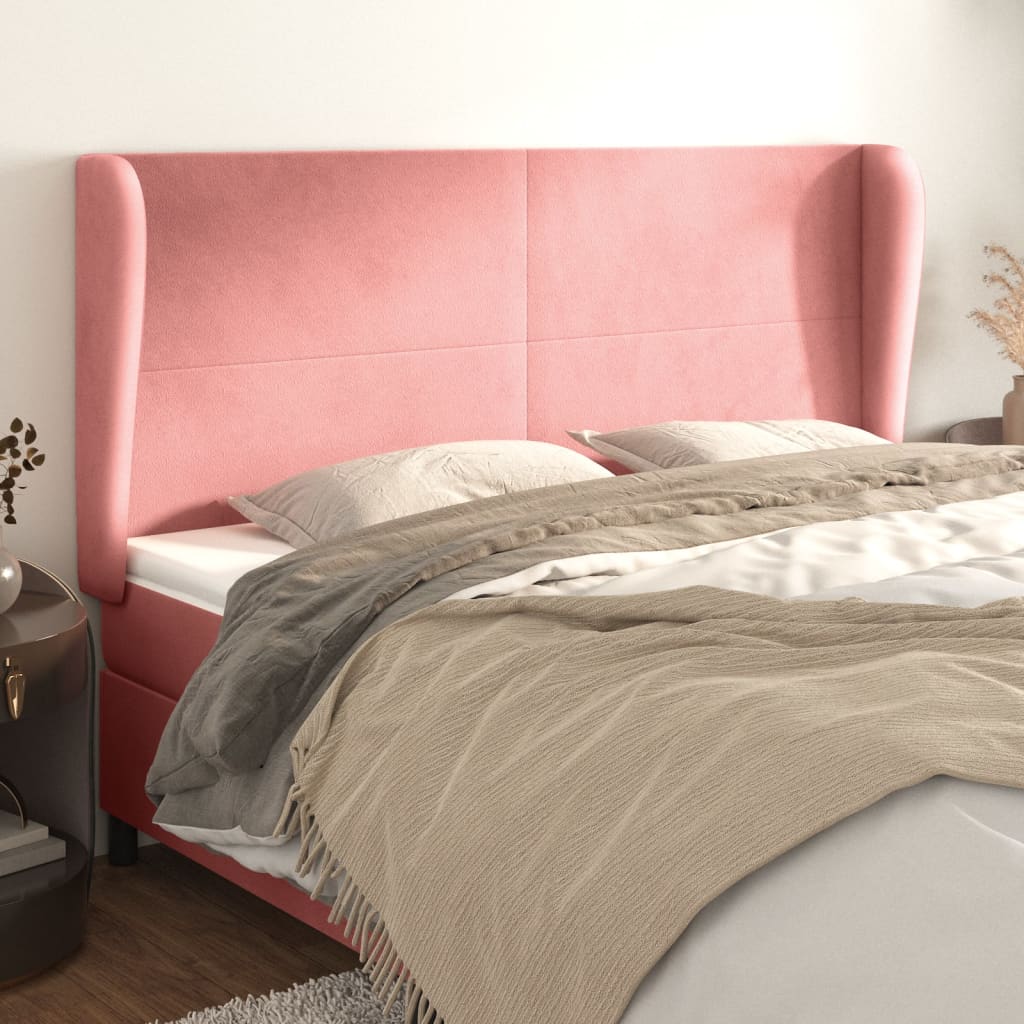 vidaXL Kopfteil mit Ohren Rosa 163x23x118/128 cm Samt