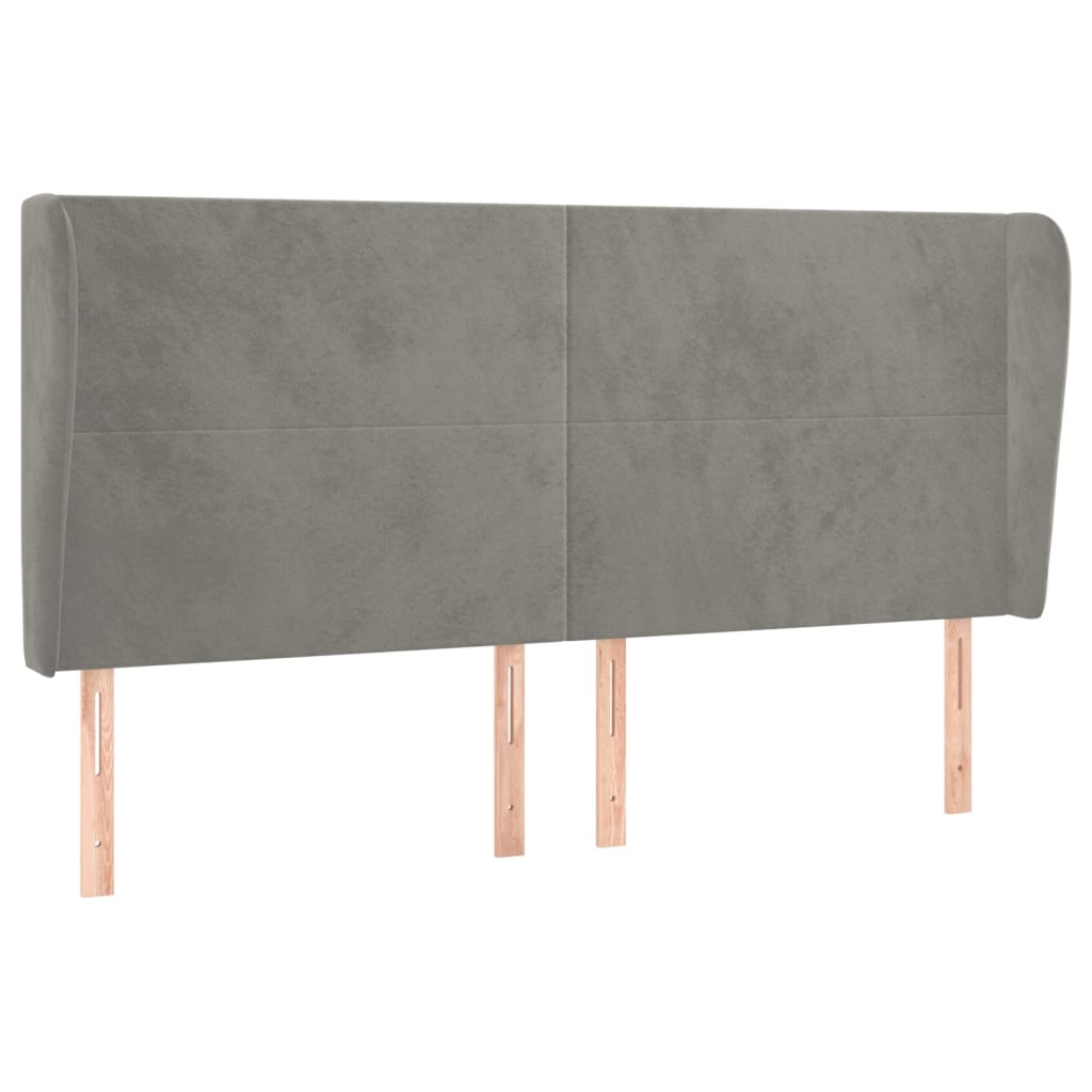 vidaXL Kopfteil mit Ohren Hellgrau 183x23x118/128 cm Samt