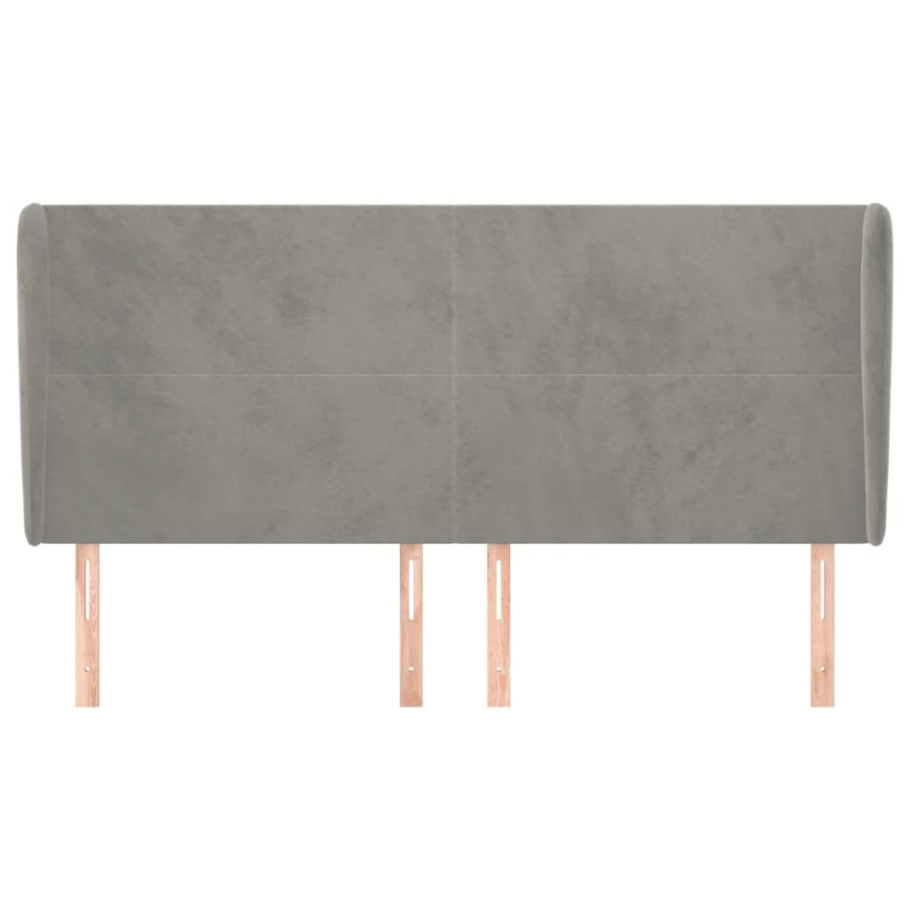 vidaXL Kopfteil mit Ohren Hellgrau 183x23x118/128 cm Samt